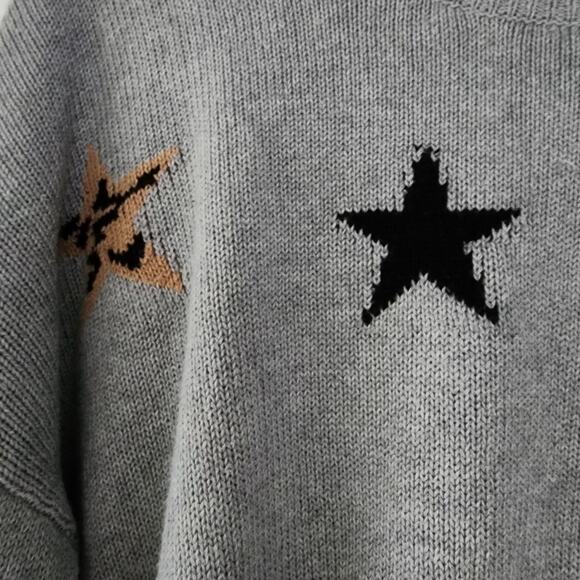 Rails Percy Heather Gray Animal Star Sweater L preppy casual relaxed fit cotton - Picture 4 of 9